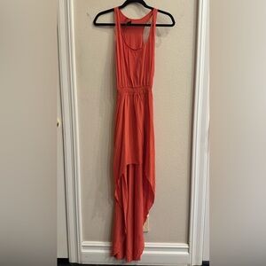 Jay Godfrey Decker Orange Pure Silk High Low Midi Dress